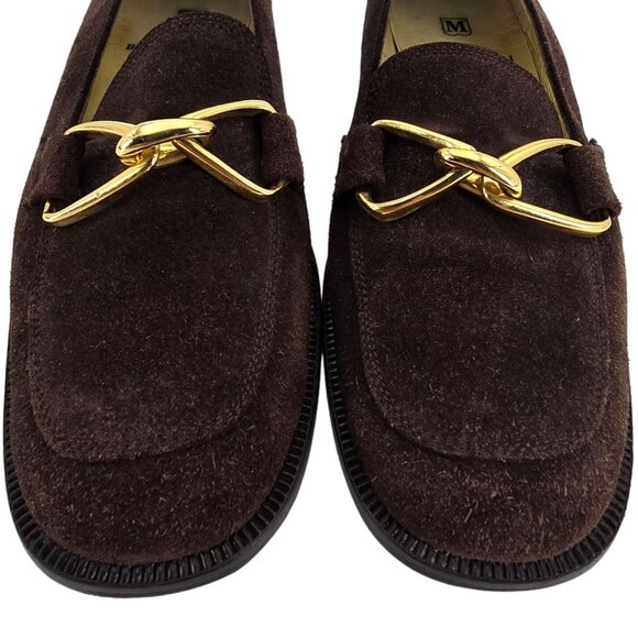 Bruno Magli Italy Womens 6.5AA Brown Suede Leather Dress Shoes Horsebit Loafers - Picture 2 of 12